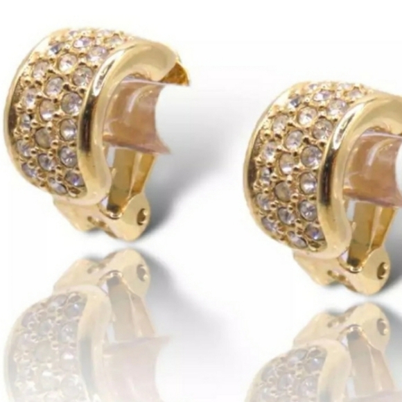Dior Jewelry - Dior Vintage Gold Tone Crystal Clip- On Earrings...